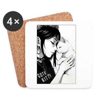 Goth Kitty Portrait - Dessous de verre (lot de 4) - blanc - Devant