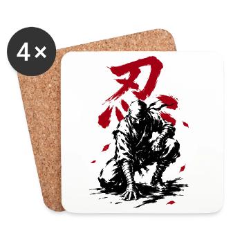 Shinobi Ninja with Japanese Kanji - Coasters (set of 4) - white - Front