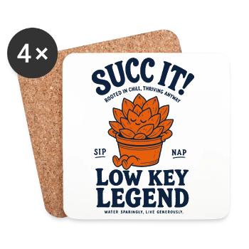 Succ It Low Key Legend Organic Succulent Lover - Dessous de verre (lot de 4) - blanc - Devant