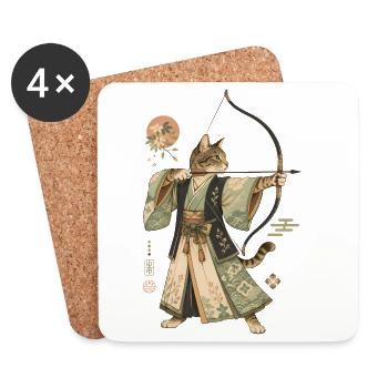 Japanese Archer - Cats Archery - Coasters (set of 4) - white - Front