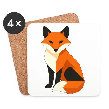 Renard géométrique – Conception du Renard Noir - Dessous de verre (lot de 4) - blanc - Devant