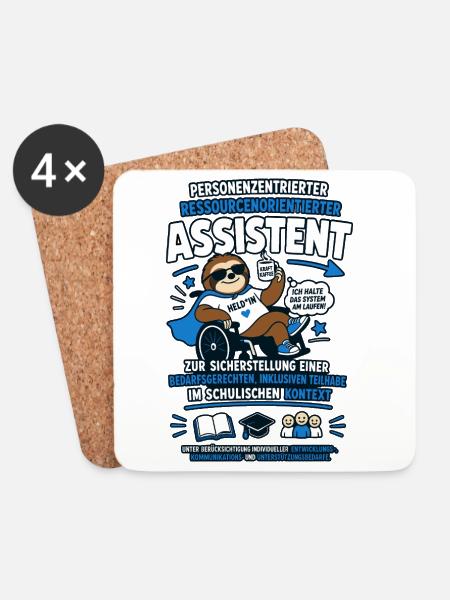 Personenzentrierter Assistent – Faultier mit Kraft - Untersetzer (4er-Set) - Weiß