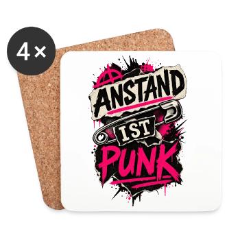 Anstand ist Punk – Pinkes Statement mit Nadel - Untersetzer (4er-Set) - Weiß - Vorne
