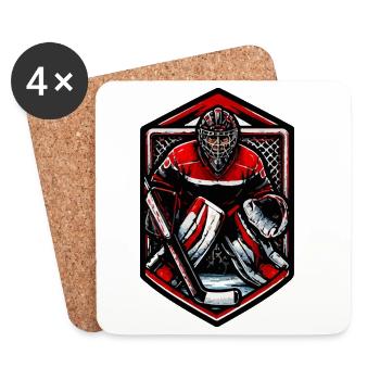 Roter Torwart im Hockey-Design - Untersetzer (4er-Set) - Weiß - Vorne