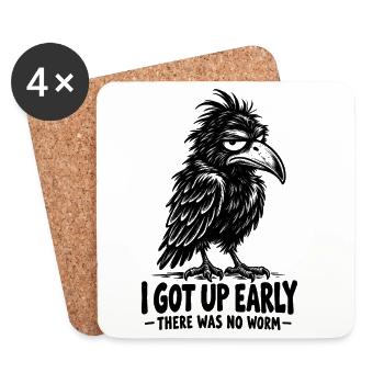  I Got Up Early There Was No Worm Funny Crow - Untersetzer (4er-Set) - Weiß - Vorne