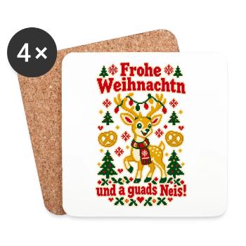 Frohe Weihnachtn a guads Neis - Untersetzer (4er-Set) - Weiß - Vorne