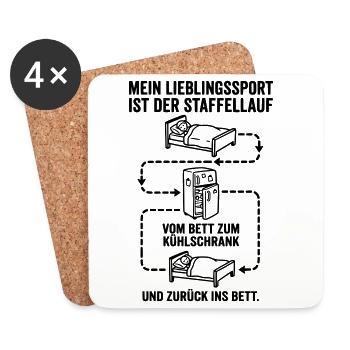 Bett und Kühlschrank Staffellauf - Untersetzer (4er-Set) - Weiß - Vorne