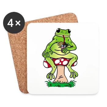 Frosch und Cocktail - Untersetzer (4er-Set) - Weiß - Vorne
