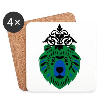 Bär in Grün-Blau - Untersetzer (4er-Set) - Weiß - Vorne