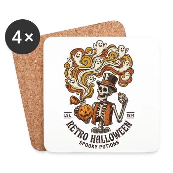 Retro Halloween Skelett-Gruseltränke - Untersetzer (4er-Set) - Weiß - Vorne