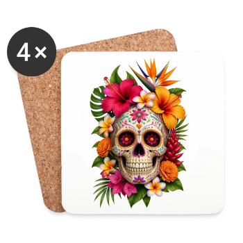Halloween Sugar Skull Sugarskull  - Untersetzer (4er-Set) - Weiß - Vorne