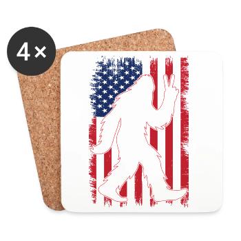American Flag Bigfoot Yeti Patriotic Forest - Untersetzer (4er-Set) - Weiß - Vorne
