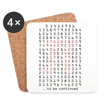 pi - 3,14159265 - nerd - mathematik - Coasters (set of 4) - white - Front