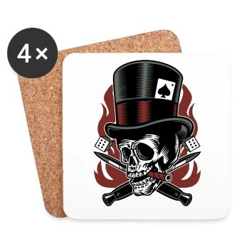 Idée de cadeau de jeu Skull / Skull Outlaw - Dessous de verre (lot de 4) - blanc - Devant