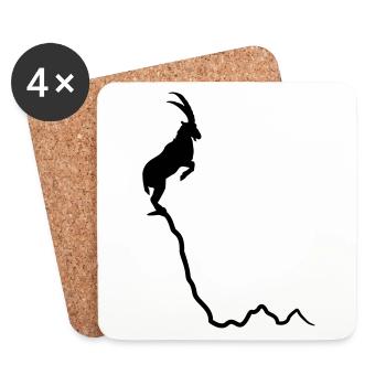 Steinbock am Berg - Gipfel - Untersetzer (4er-Set) - Weiß - Vorne