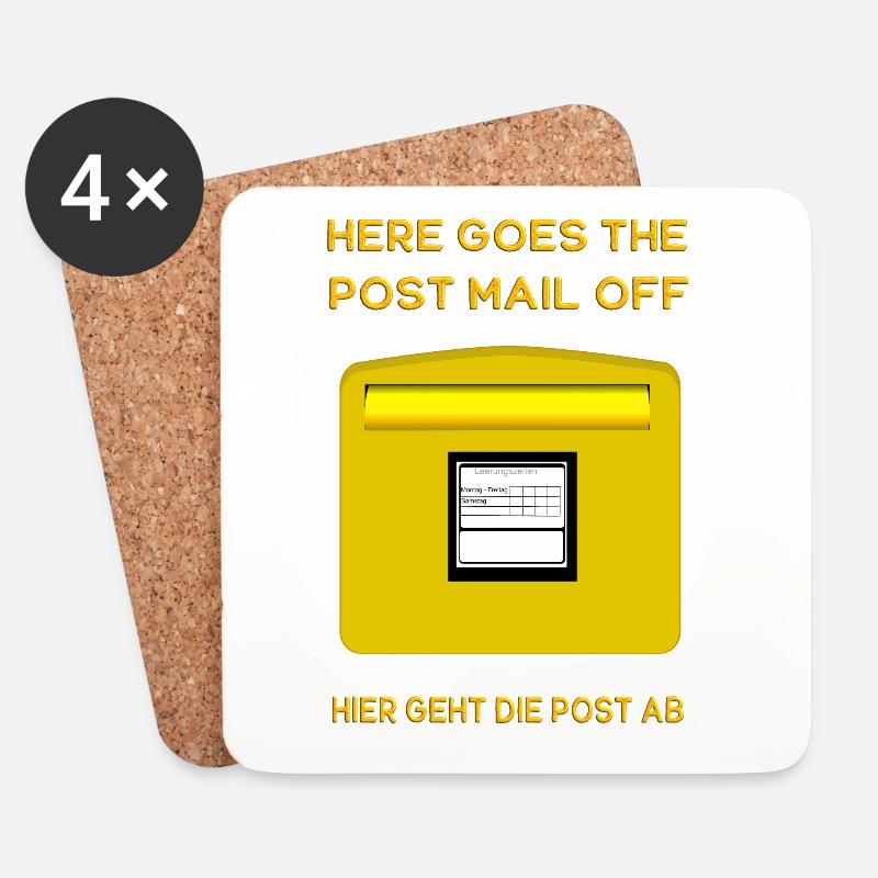 Here goes the post mail off. Hier geht die Post ab - Untersetzer (4er-Set) - Weiß