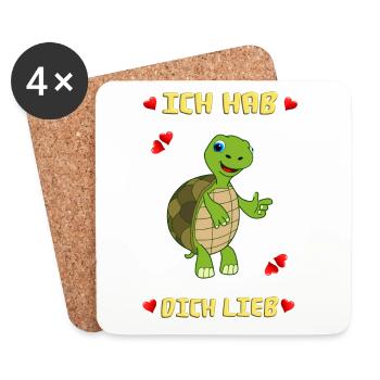 Baby Land Schildkröte meint: Ich hab dich lieb - Untersetzer (4er-Set) - Weiß - Vorne