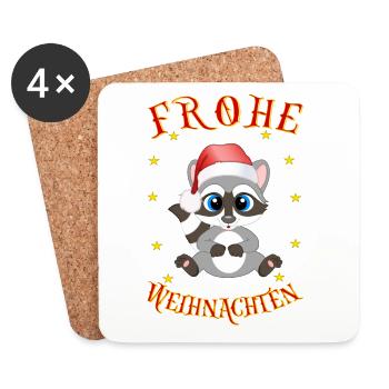 Frohe Weihnachten Santa Waschbär - Untersetzer (4er-Set) - Weiß - Vorne