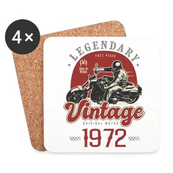 1972 Jubiläum Vintage Biking Motorrad - Untersetzer (4er-Set) - Weiß - Vorne