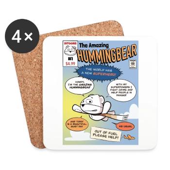 The Amazing Hummingbear #1 - Coasters (set of 4) - white - Front