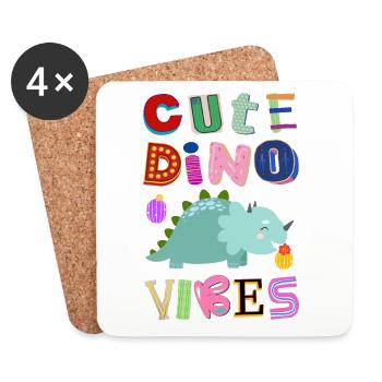 Cute Dino Vibes No. 1 - Coasters (set of 4) - white - Front