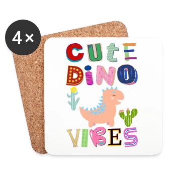 Cute Dino Vibes 2 - Untersetzer (4er-Set) - Weiß - Vorne