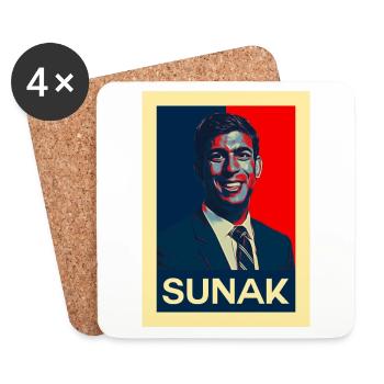 Rishi Sunak Politique britannique Parti conservateur - Dessous de verre (lot de 4) - blanc - Devant