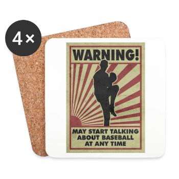 Baseball Warning. May start talking about - Coasters (set of 4) - white - Front