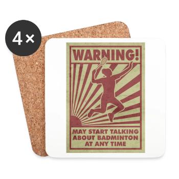Badminton girl. Warning. May start talking about - Coasters (set of 4) - white - Front