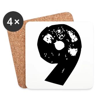 9 Nombre - Dessous de verre (lot de 4) - blanc - Devant