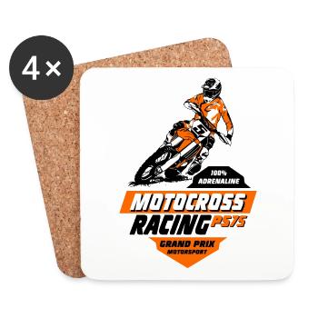 Moto Cross - Motocross - Supercross - Untersetzer (4er-Set) - Weiß - Vorne
