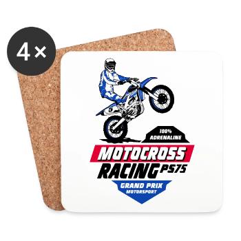 Moto Cross - Motocross - Supercross - Coasters (set of 4) - white - Front
