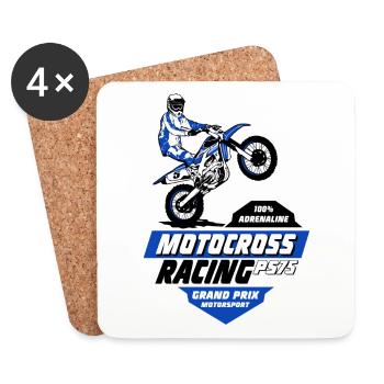 Moto Cross - Motocross - Supercross - Dessous de verre (lot de 4) - blanc - Devant