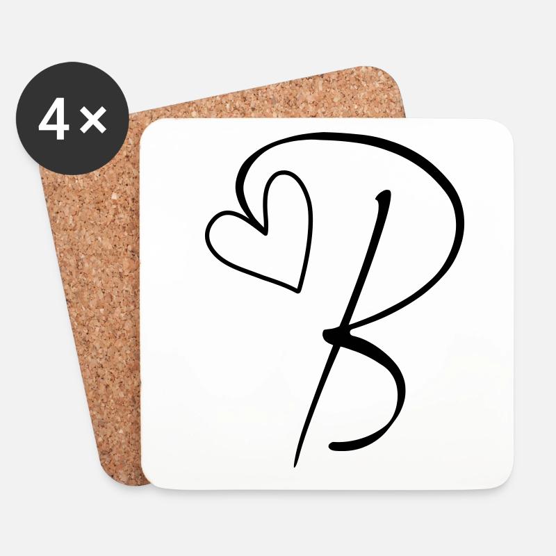 Buchstabe B Buchstabe-B Kalligrafie - Untersetzer (4er-Set) - Weiß