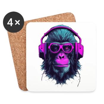 Monkey Beats - Untersetzer (4er-Set) - Weiß - Vorne