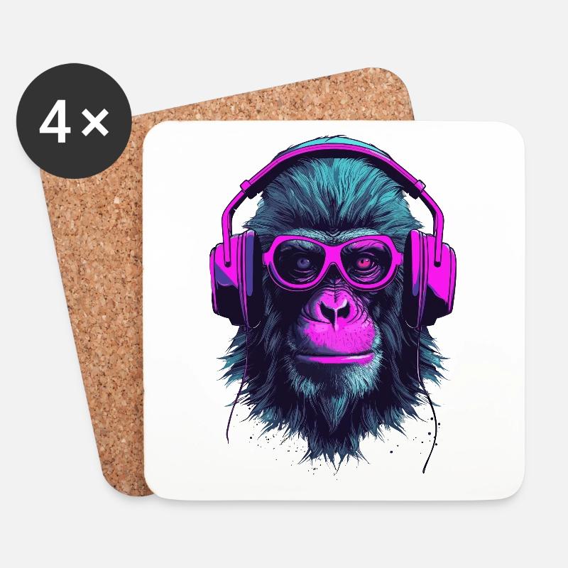 Monkey Beats - Coasters (set of 4) - white