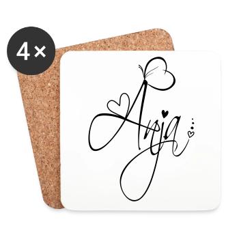 Anja Name Vorname Mädchen Kalligrafie Dekor - Untersetzer (4er-Set) - Weiß - Vorne