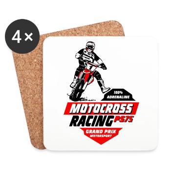 Moto Cross - Motocross - Supercross - Coasters (set of 4) - white - Front