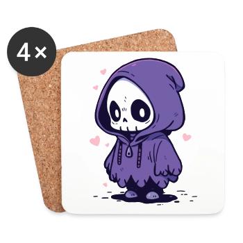 Cute Halloween Skeleton - Cute Scary Design - Coasters (set of 4) - white - Front