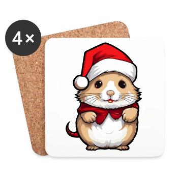 Hamster, Cute, Christmas, Christmas, Animal - Coasters (set of 4) - white - Front
