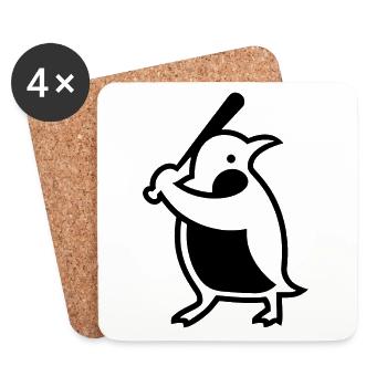 Penguin Baseball Player Silhouette - Coasters (set of 4) - white - Front