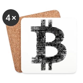 Bitcoin Logo Digital Silhouette Symbol - Untersetzer (4er-Set) - Weiß - Vorne