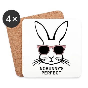 Silhouette de lapin cool « Nobunny est parfait » - Dessous de verre (lot de 4) - blanc - Devant