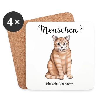 Menschen und Katzen - Untersetzer (4er-Set) - Weiß - Vorne