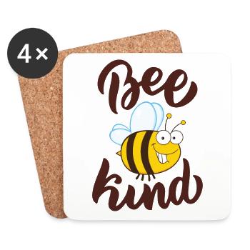 Drôle d’abeille disant abeille enfant - Dessous de verre (lot de 4) - blanc - Devant