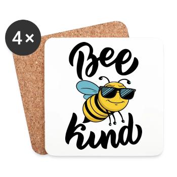 Drôle d’abeille disant abeille enfant - Dessous de verre (lot de 4) - blanc - Devant