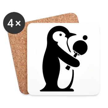 Penguin Table Tennis Table Tennis Player Silhouette - Coasters (set of 4) - white - Front