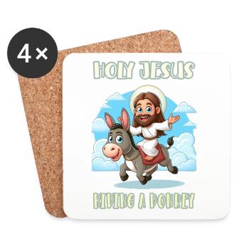 Holy Jesus riding a donkey - Coasters (set of 4) - white - Front