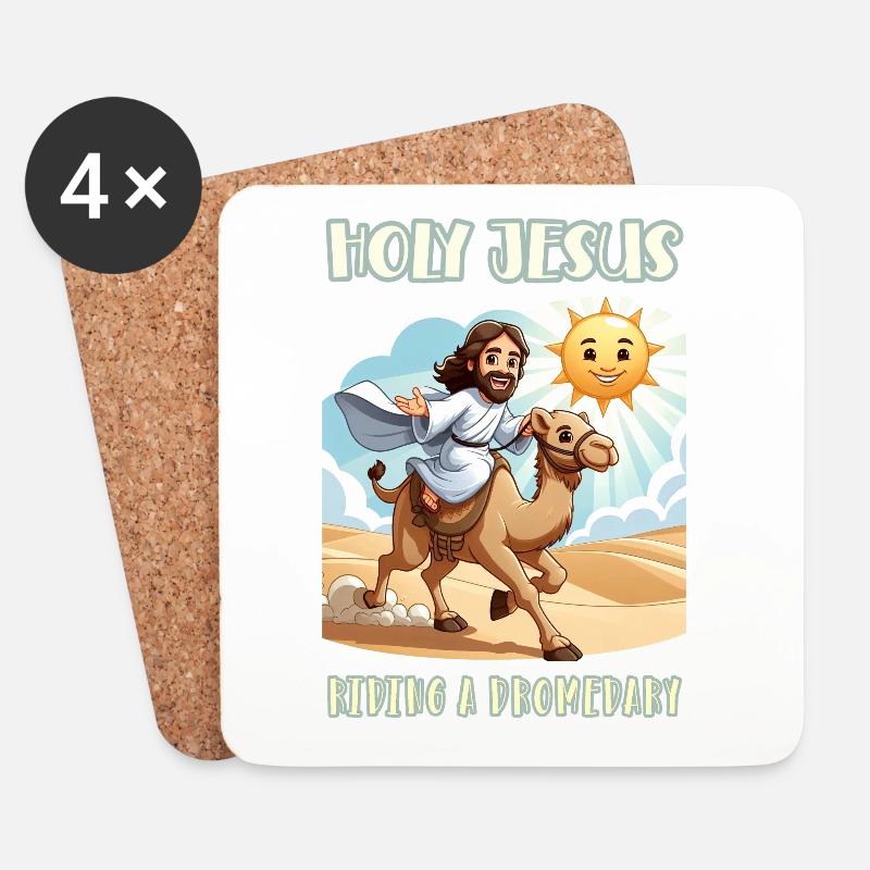 Holy Jesus riding a dromedary - Untersetzer (4er-Set) - Weiß