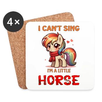 Je ne sais pas chanter, je suis un petit cheval (enroué) - Dessous de verre (lot de 4) - blanc - Devant